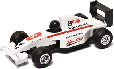 Braintastic Pullback Friction Simulation Small Size Racing Car Miniature Vehicle Toy Kids(White)