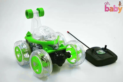 Mahi Zone Ben10 Rechargeable Stunt Car Big Size 360 Degree Rotating Remote Control (Green)(Green)
