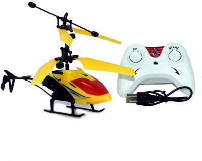 Tenmar Kids Plastic Induction Type 2-in-1 Flying Helicopter with Remote32(Yellow)