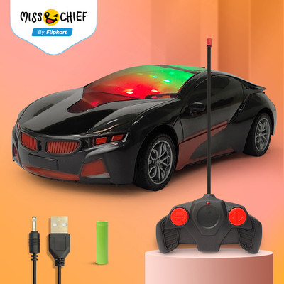Miss & Chief 3D LED Lighting | high speed rechargeable remote control Car for Kids(Black)