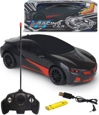 CADDLE & TOES Remote Control Toy Car Electric Chargeable 3D Lightning (Royal Black)(Black)
