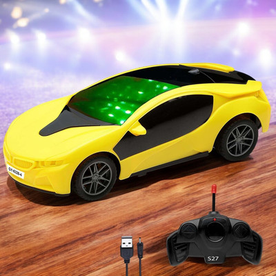 Mahi Zone Rechargeable High Speed Remote Control Famous Car & 3D LED Light For Kids_R118(Yellow)