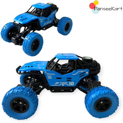 FANSEEKART Metal Body Rechargeable Remote Control Rock Crawler Car with Mist Effect_B10(Blue)