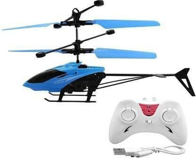 Toodles fk_Kids Plastic Induction Type 2-in-1 Flying Helicopter with Remote22(Blue)