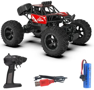 CADDLE & TOES Remote Controlled Rock Crawler RC Monster Truck, 4 Wheel Drive, 1:18 Scale(Black, Cherry Red)