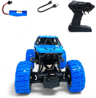 fizz Remote Control Metal Car for Kids with Mist Smoke Monster Truck rock crawler_FK1(Blue)