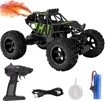CADDLE & TOES Rock Car , Spring wheels ,1:20 scale,Remote control(Peppy Green, Smoke)