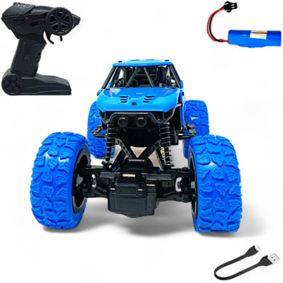 ZODZE Metal Body Rechargeable Remote Control Rock Crawler Car with Mist Effect_A1(Blue)