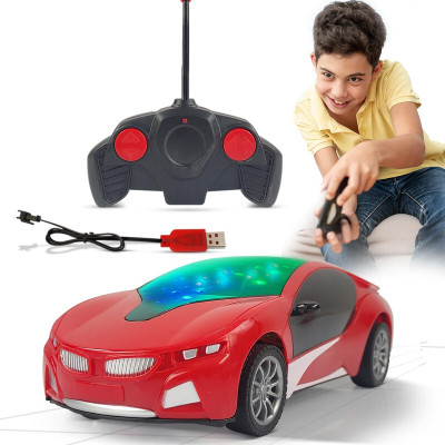 Tenmar Chargeable 3D Remote Control Lighting Famous Car for 3+ Years Kids F50(Red)