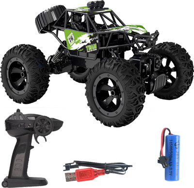 CADDLE & TOES Remote Controlled Rock Crawler RC Monster Truck, 4 Wheel Drive, 1:18 Scale(Black, Team Green)