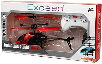 TOYSFIRE Kids Plastic Induction Type 2-in-1 Flying Helicopter with Remote17(Red)