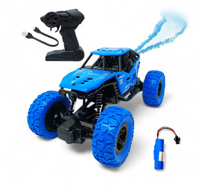FANSEEKART Wireless Remote Control Rock Crawler Car with Metal Body and Smoke Effect_03(Blue)