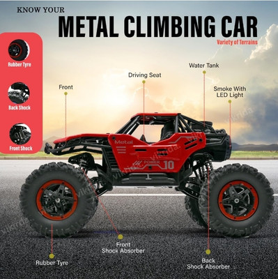 APJ enterprise Monster Truck Smoke Car Remote Control Toy for Kids with LED Lights(Red)