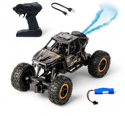 FANSEEKART Remote Control Metal Car for Kids with Mist Smoke Monster Truck rock crawler_TT6(Black)