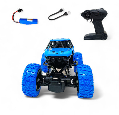 ZODZE Metal Body Rechargeable Remote Control Rock Crawler Car with Mist Effect_A2(Blue)