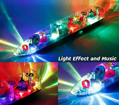 mega shine Transparent Mechanical Bullet Gear Train Car Toy for Kids(Multicolor)