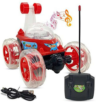 JOYWHIZ Remote Control Rechargeable 360 Degree Stunt Car with Music & Lights(Multicolor)