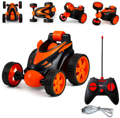 Majestic Bazaar RC Stunt Car for Kids – 360° Rotating Remote Control Car – Orange & White(Orange)