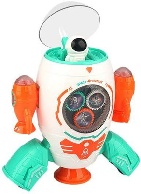 Muren Kids Electric Rocket Toy Flashing Light Sound Musical Cartoon Moveable(Multicolor)