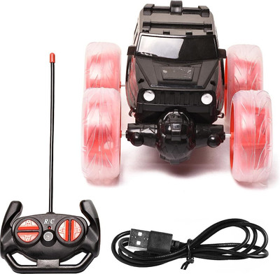 BBG New_4x4 Off-Road Hummer Rechargeable Remote Control Stunt Twisting Car, Red(Red)