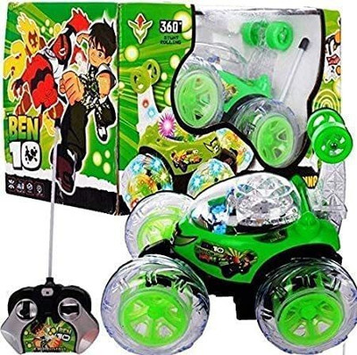 TOYACHI Rechargeable Remote Control 360 Degree Rotating Stunt Car for Kids M48(Green)