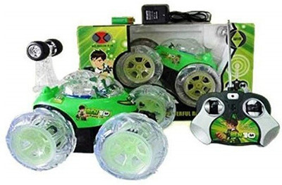 Kid Kraze 3D Wireless Rechargeable Ben 10 Plastic Stunt Car(Green)