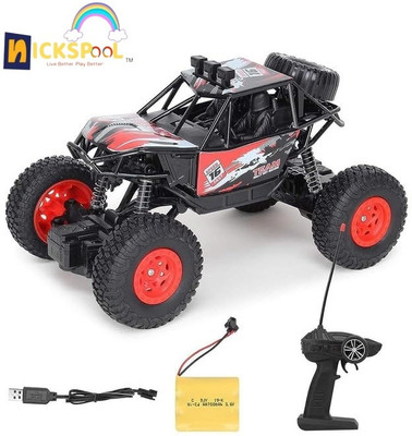 Nickspool Plastic Rechargeable 4Wd 2.4GHz Rock Crawler Off Road R/C Car Color as Per Stock(Multicolor)