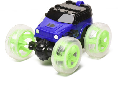 Braintastic Rechargeable RC Acrobatic 360 Degree Stunt Twisting Car Light Music Toy for Kid(Blue & Green)