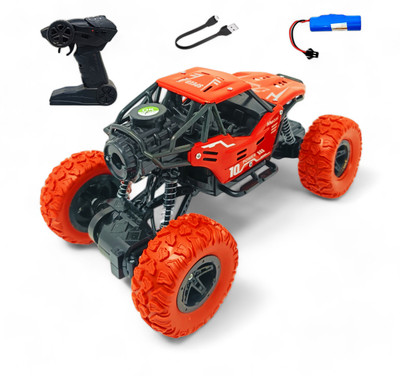 FANSEEKART Best Big Size Remote Rock Crawler Car with Metal Body, with Mist Spray Effect_43(Red)