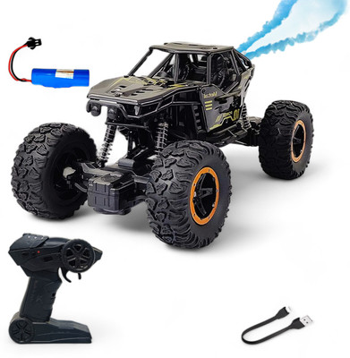 FANSEEKART Remote Control Metal Car for Kids with Mist Smoke Monster Truck rock crawler_TT2(Black)