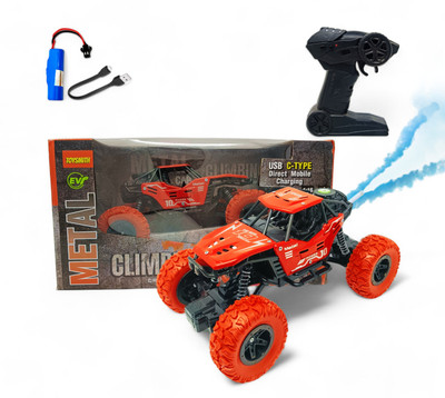 FANSEEKART Best Big Size Remote Rock Crawler Car with Metal Body, with Mist Spray Effect_67(Red)