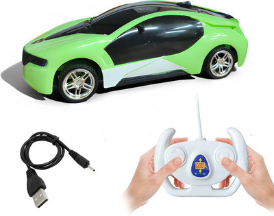 Gurukrupa 3D Racing Car Toy Remote Control Operated High Speed with 3D Light Effect(Green)