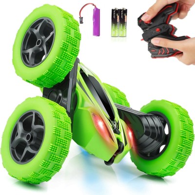 CADDLE & TOES High Speed Double Sided 360° Rolling Rotating Rotation, LED Headlights RC 4WD(Green, Multicolor)