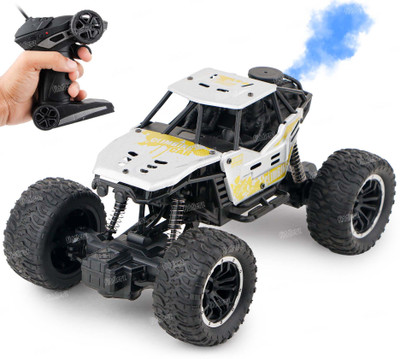 FIDDLERZ Remote Control Car for Kids with Mist Smoke Effect 2 WD Monster Truck Rock(Silver)