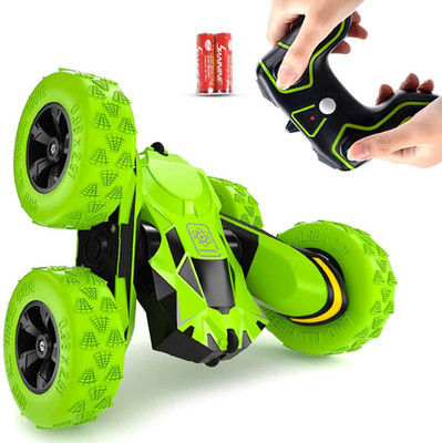 APJ enterprise RC Stunt Car for Kids 4WD Truck Remote Control Double Sided 360 Degree Rotating(Dark Green)