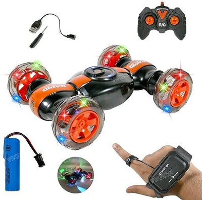 GoodsHub 4WD RC Stunt Car | 2.4GHz Gesture Sensor Off-Road Car with Lights(Red, Black)