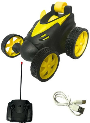 LAV Remote Control Stunt Car, 360 Degree Rotation, USB Rechargeable(Yellow, Black)