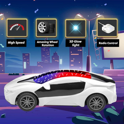 Kid Kraze Wireless Remote Control Fast Modern Car With 3D Light_W01(White)