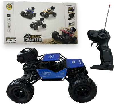 FANSEEKART Remote Control Metal Rock Crawler monster Car with Smoke mist Effect for kids_25(Green and Blue)