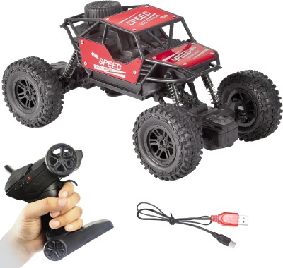 KidsBug Remote Controlled Rock Crawler RC Monster Truck, 4 Wheel Drive(Red)