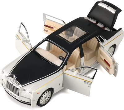 Akvanar 1 :32 Rolls Royce Phantom Metal car Toy Open Door with Light and sound toy(White)