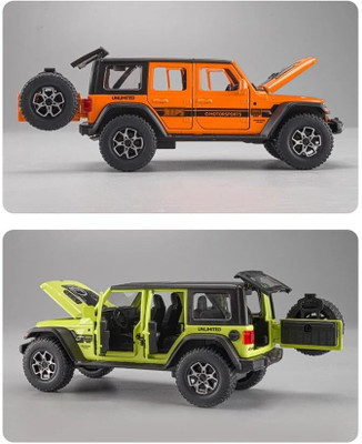 Arizuul Mini Jeep Wrangler 1/32 Off-Road Model Baby Pull Toy with Wheels(Grey, Green, Orange)