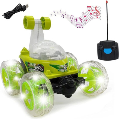 Toodles Remote Control Rechargeable Acrobatic 360 Degree Twisting Stunt Car(Green)
