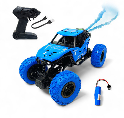 FANSEEKART Metal Body Rechargeable Remote Control Rock Crawler Car with Mist Effect_B15(Blue)