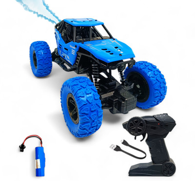 Aavkar creation Remote Control Metal Car for Kids with Mist Smoke Monster Truck rock crawler_FK1(Blue)