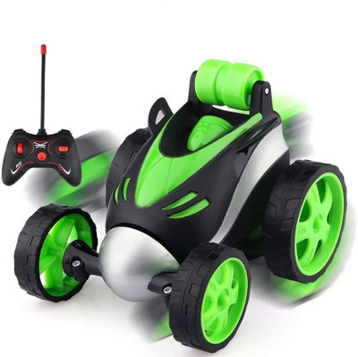 SNM97 Rechargeable Remote Control 360 Degree Plastic Rolling Stunt Car for Kids_31(Green)