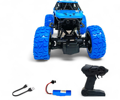 ZODZE Metal Body Rechargeable Remote Control Rock Crawler Car with Mist Effect_A6(Blue)