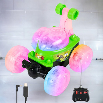 SNM97 Rechargeable Remote Control 360 Degree Stunt Car Music & Lights for Kids_274(Green)