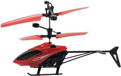 BMT Kids Plastic Induction Type 2-in-1 Flying Indoor Helicopter with Remote(Red, Black)