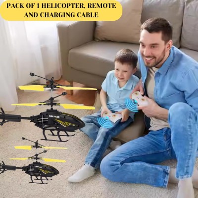 SuNZita RC Helicopter with Hand Gravity Sensor, Flying Toy with 3D Light & Safety Sensor(Black Yellow)